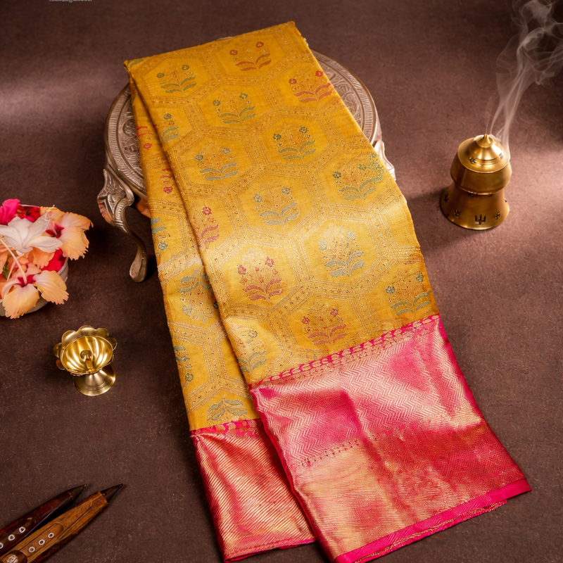 Benaras saree with traditional decor